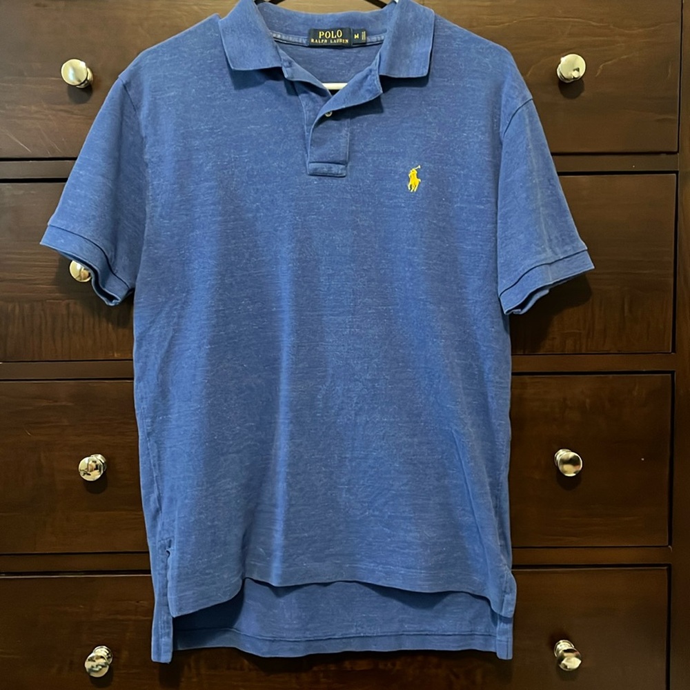Blue polo with yellow horse